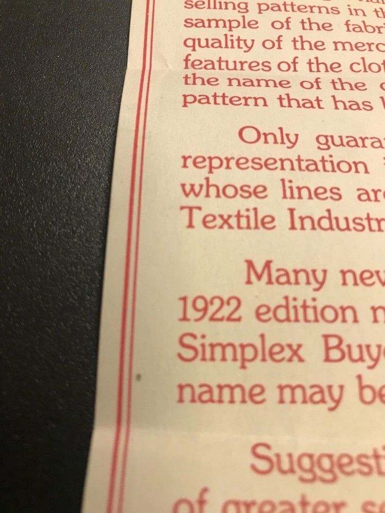1922 NEW YORK ephemera Simplex Sampling Association, Inc / Buyer’s Guide Sample