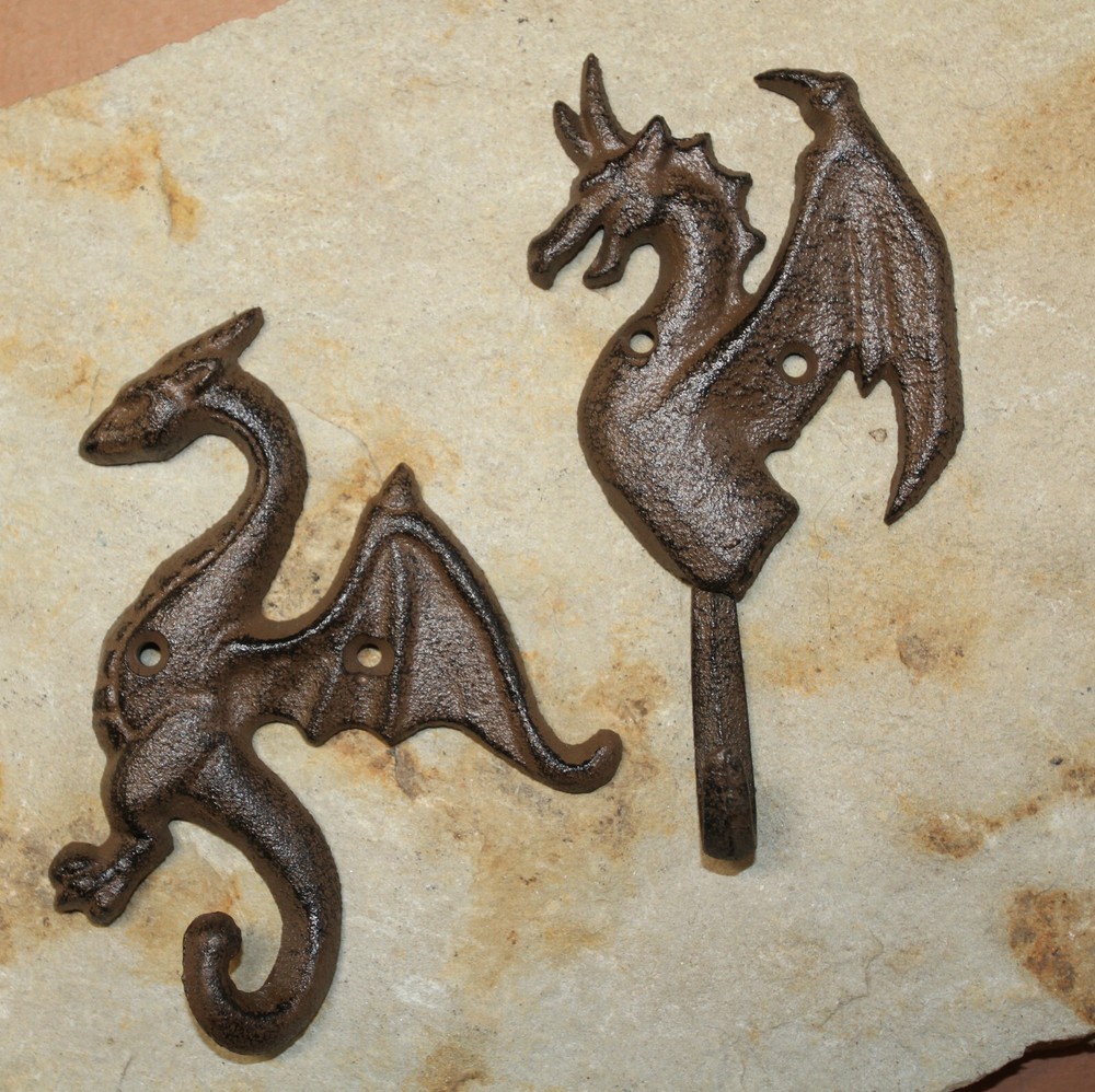 2-DRAGON WALL HOOKS,mythical,folklore, Medieval style,Gothic decor