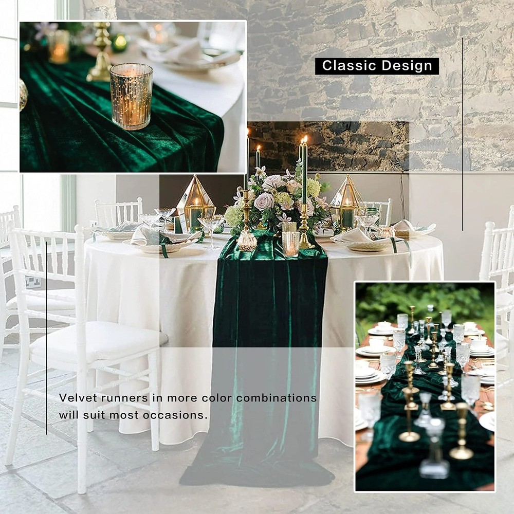 Velvet Table Runner, 5 Pack Luxurious Wedding Reception Decorations Soft Velv...