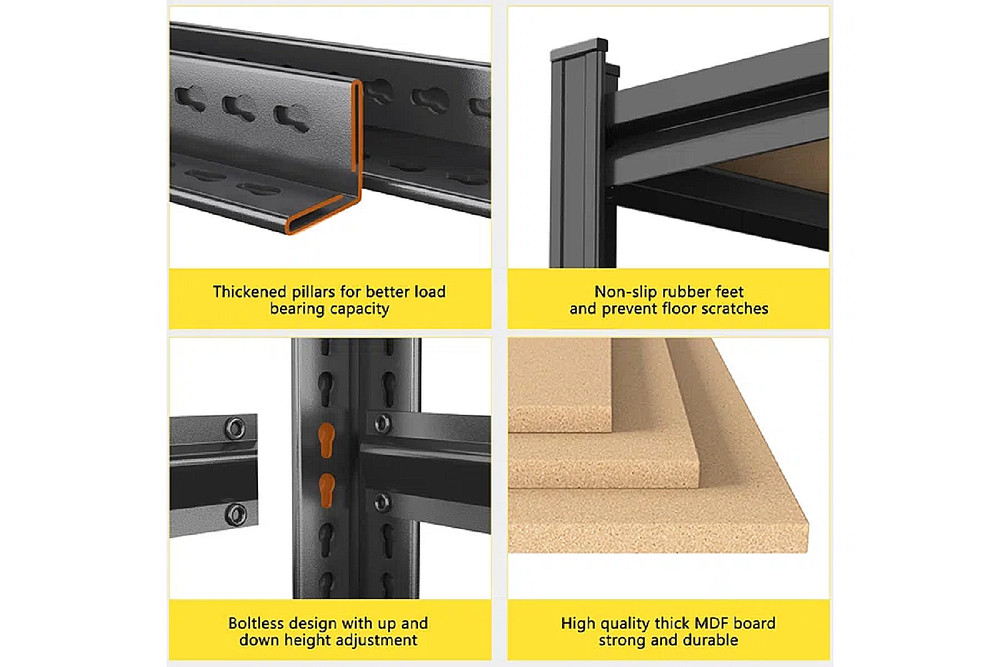 4-Layer Storage Rack, Adjustable Height Wooden Shelf