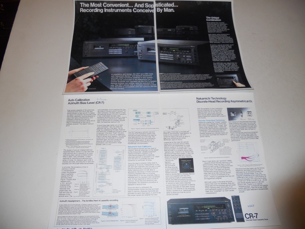 Nakamichi CR-5/CR-7 Reference '88 Cassette Brochure, 4 pgs, Specs+Articles+Info
