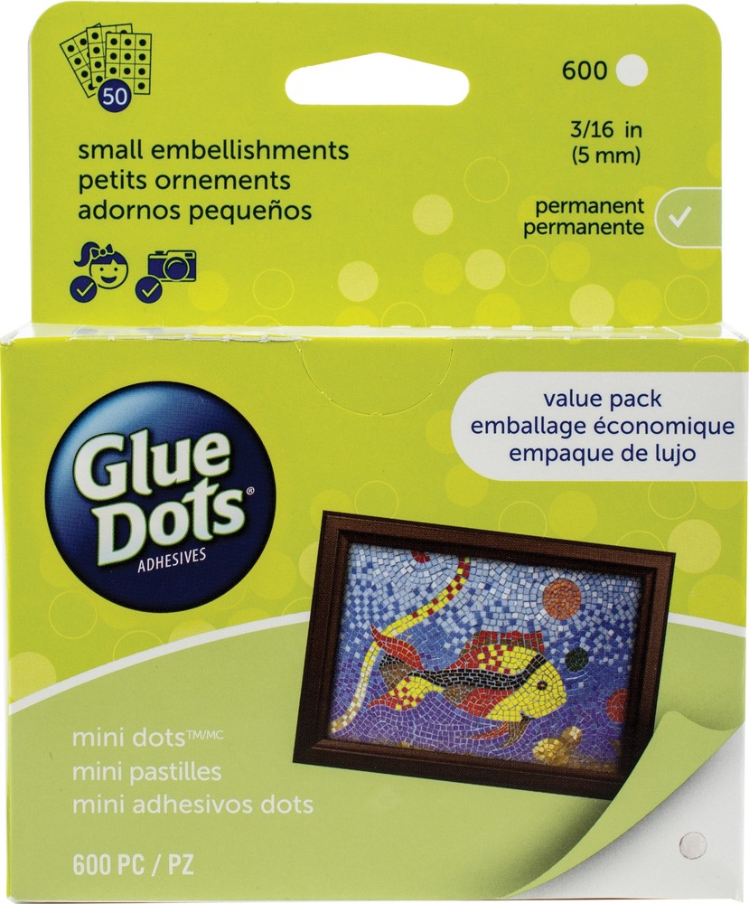 Glue Dots 32634 .1875" Mini Dot Sheets Value Pack-600 Clear Dots