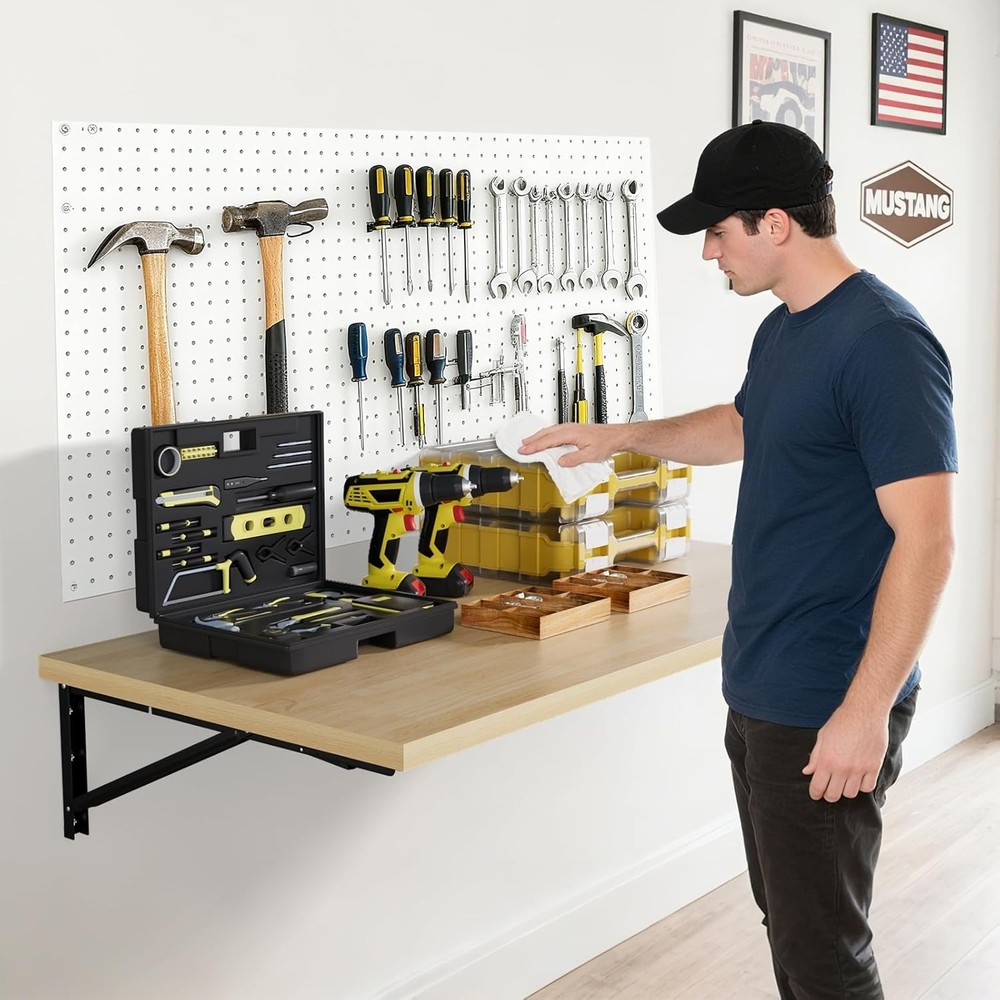 Wall Mounted Folding Workbench, 47.2 x 22.8-inch Heavy Duty Foldable Work