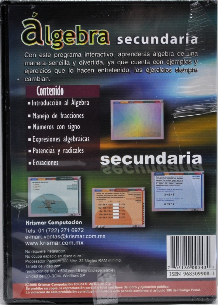 Algebra Secundaria - CD-ROM - NEW - Español