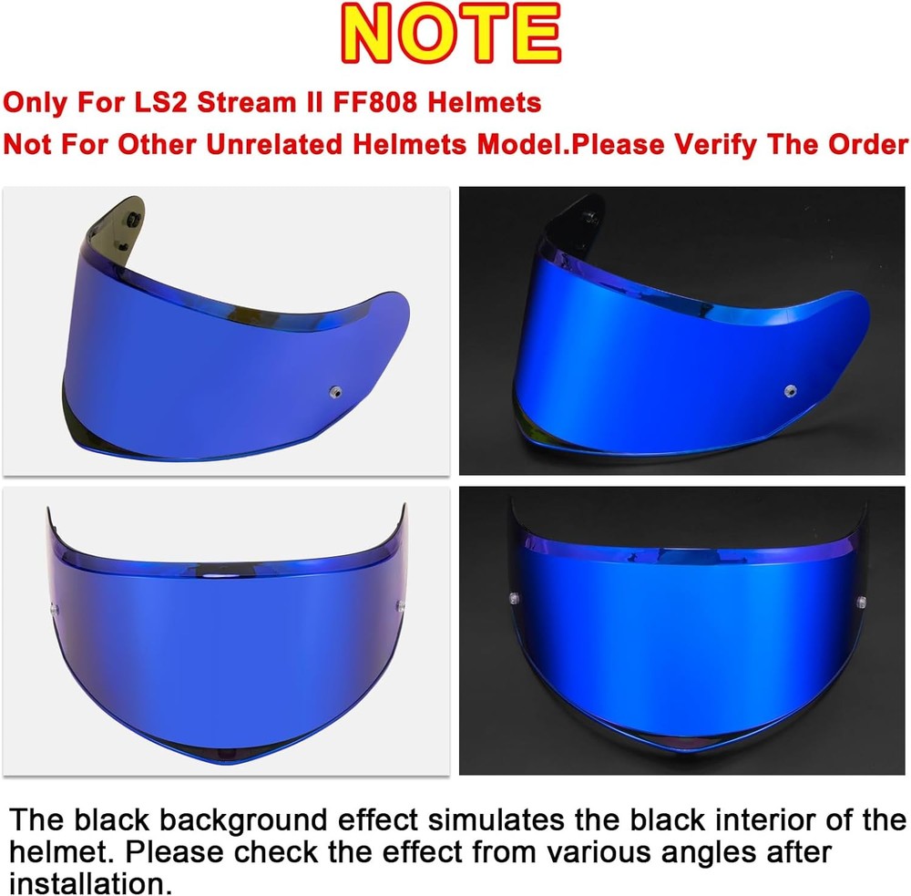 Helmet Tinted Visor Face Shield Replacement for Stream II FF808, Deep Blue