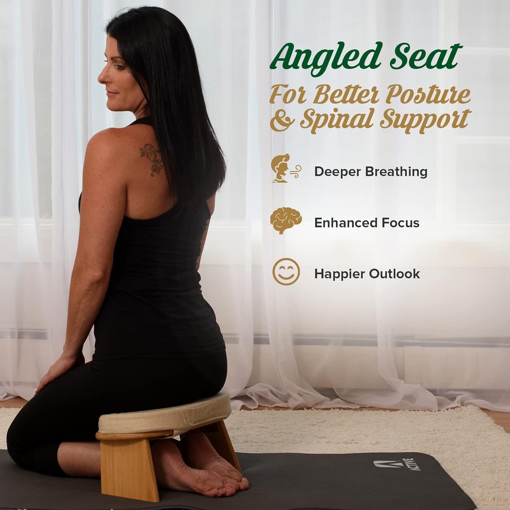 Foldable Bamboo Meditation Bench - Ergonomic Travel Kneeling Stool