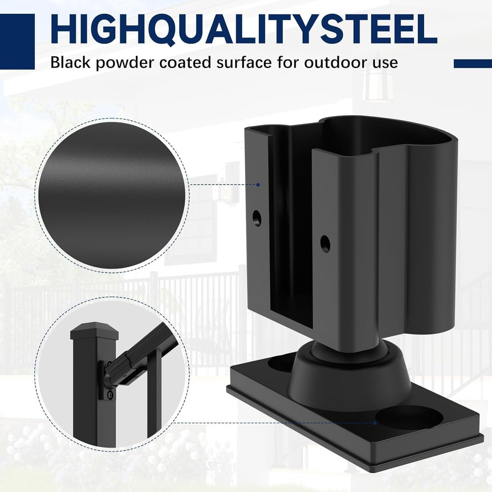 2 Pack Aluminum Adjustable Railing Bracket, Deck Railing Bracket Connector, Blac