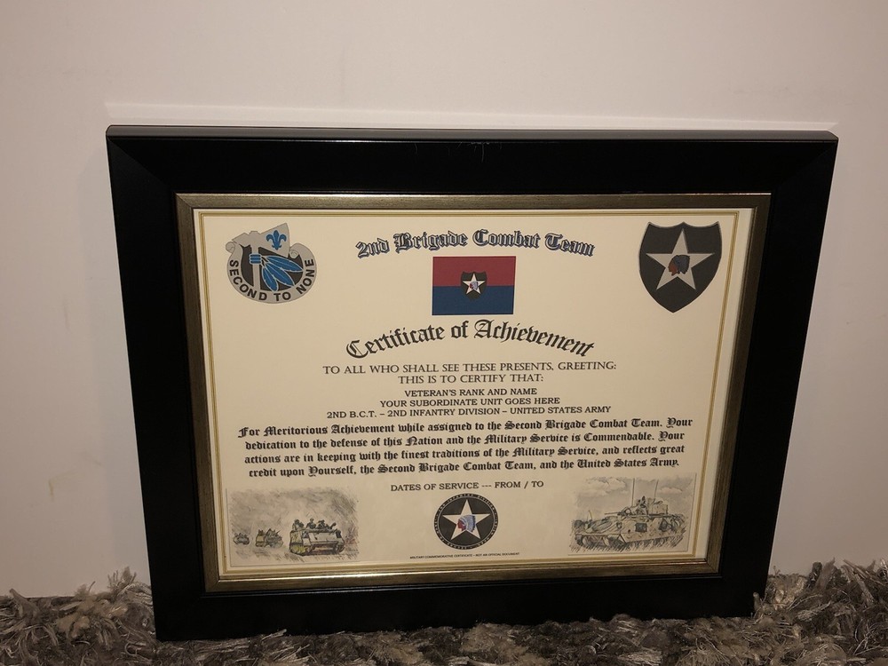 2ND B.C.T. / 2ND INFANTRY DIVISION (COMMEMORATIVE CERTIFICATE)
