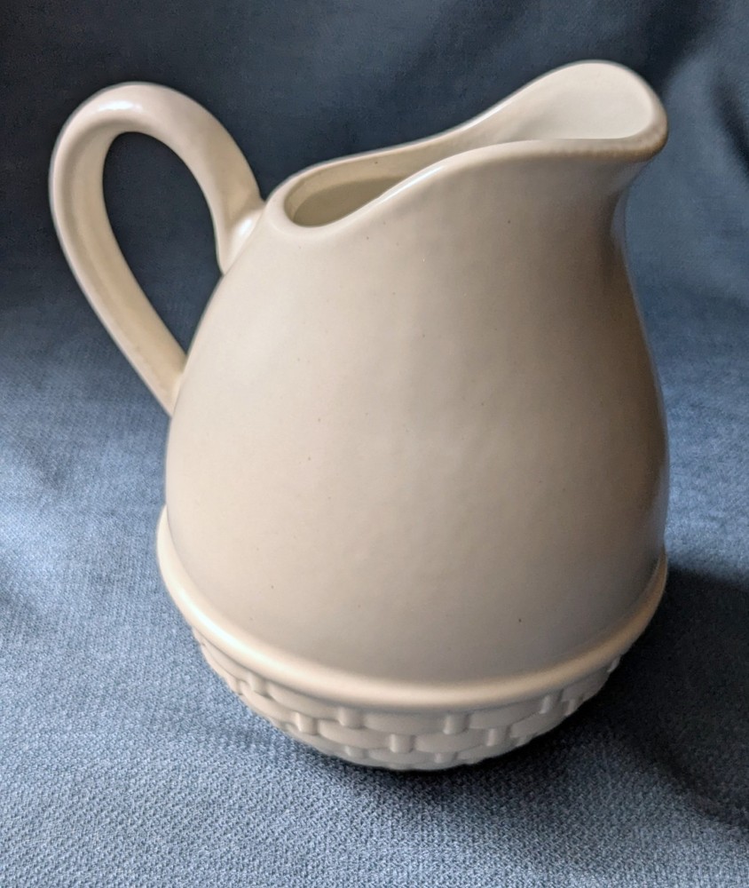 Pfaltzgraff Oversized Creamer Pitcher 6.5” Beige Basketweave Stoneware