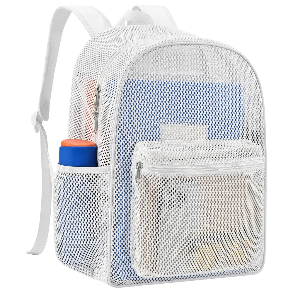 Heavy Mesh Backpack with Rain Cover,See Through Mesh Backpack for School,Beac...