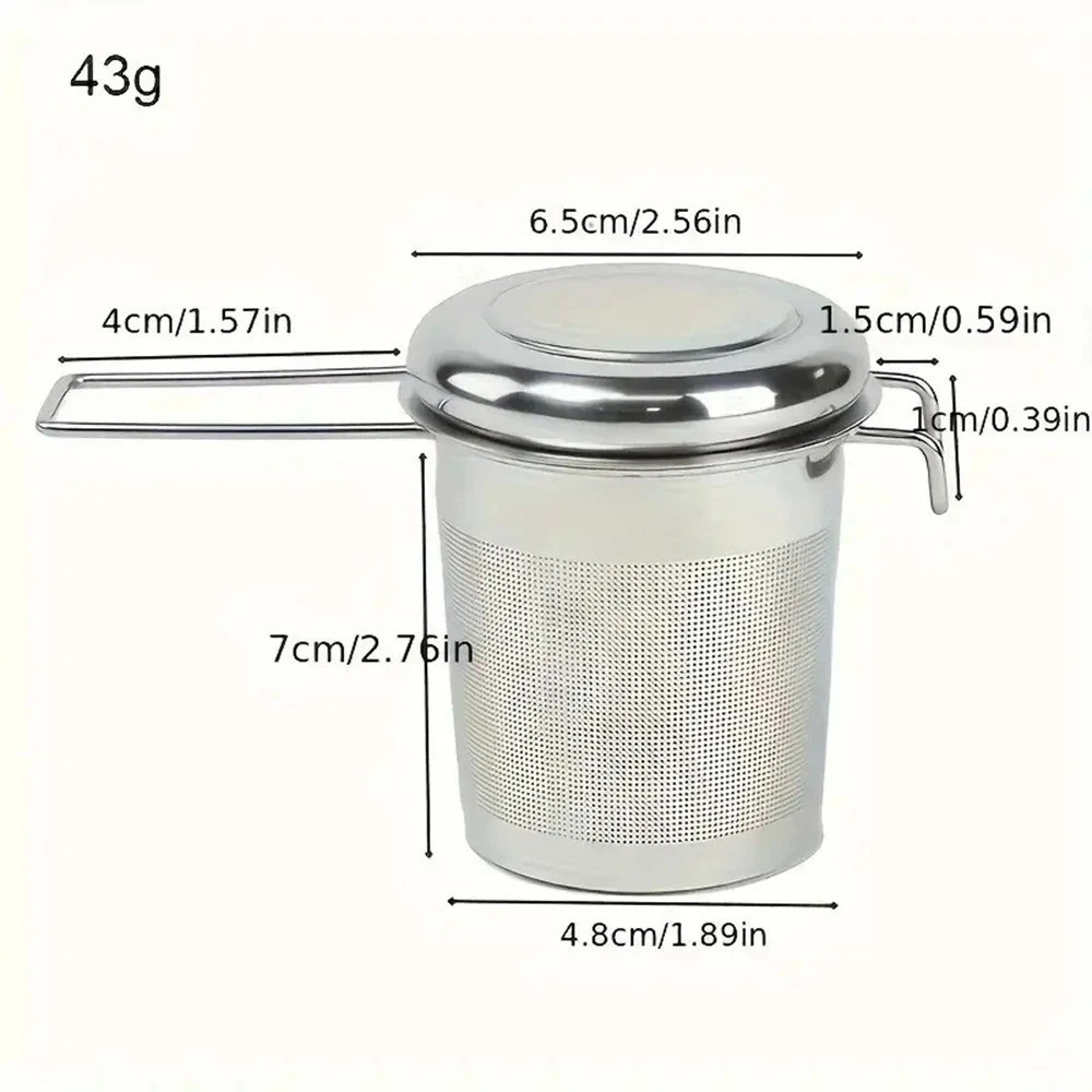 Premium Tea Strainer Folding Handle Loose Leaf Tea Infuser Drainer Lid AntiScald