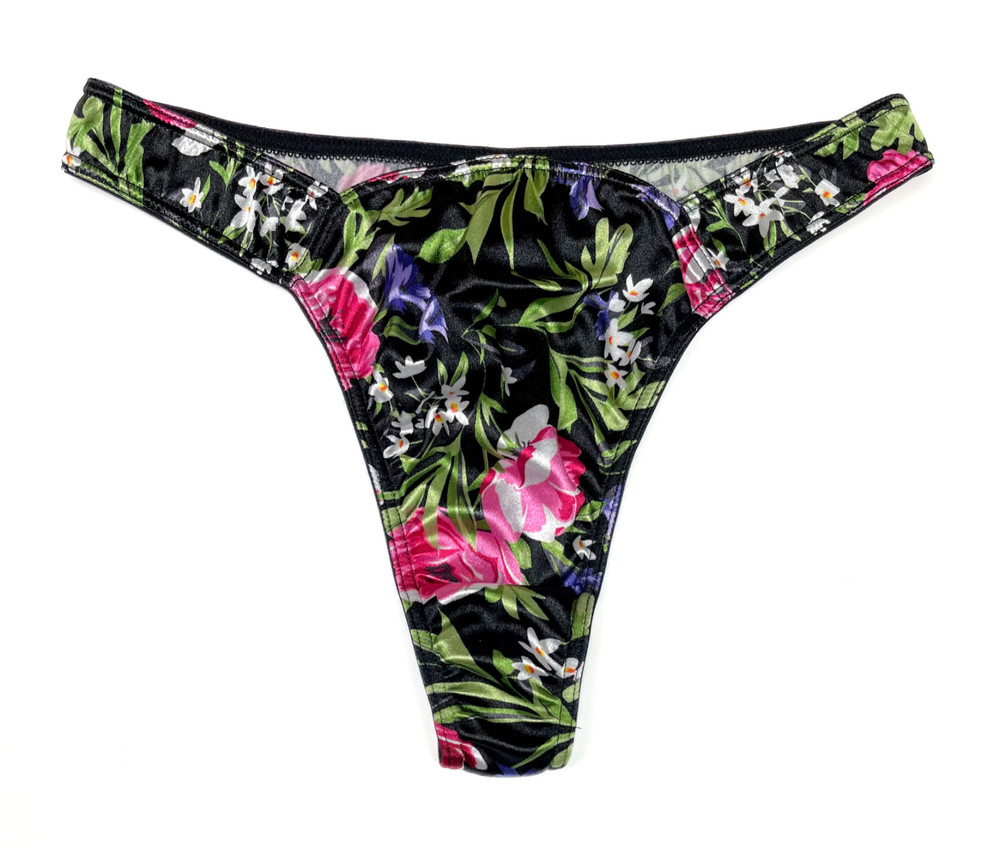 Satin Thong Floral Print 2XL
