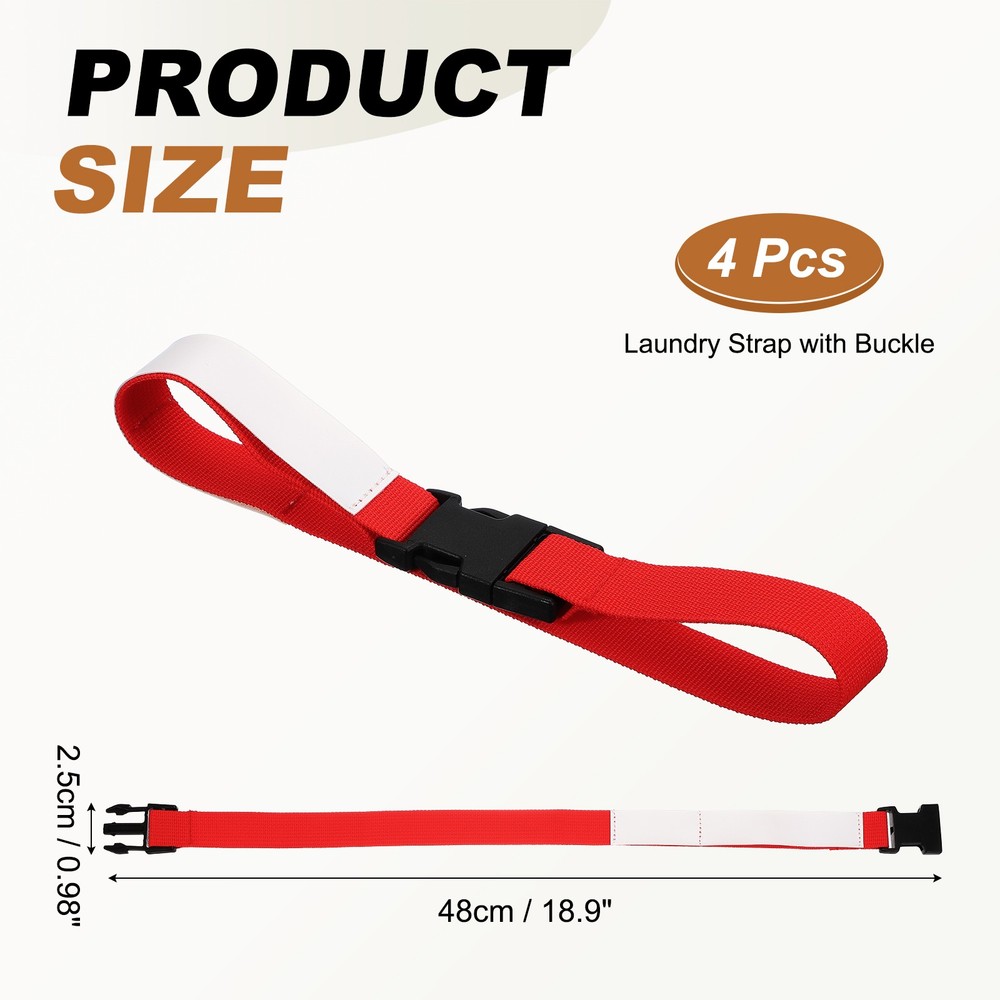 4 Pcs Multipurpose Laundry Strap with Buckle, Red