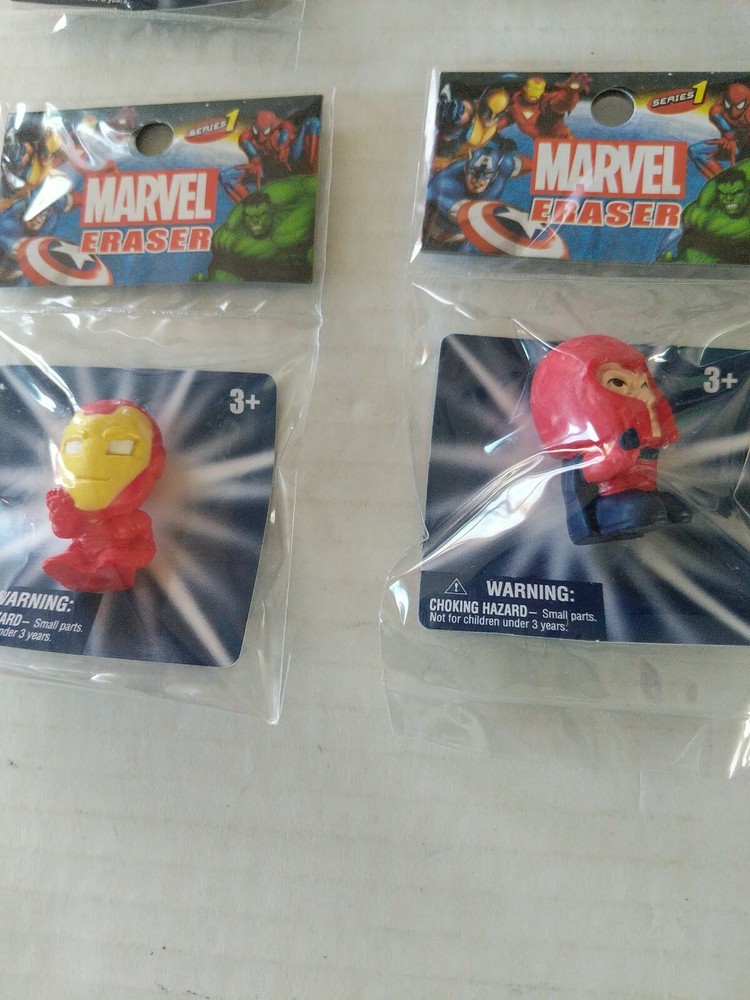 12 Marvel Character Erasers By Monogram New, Sealed