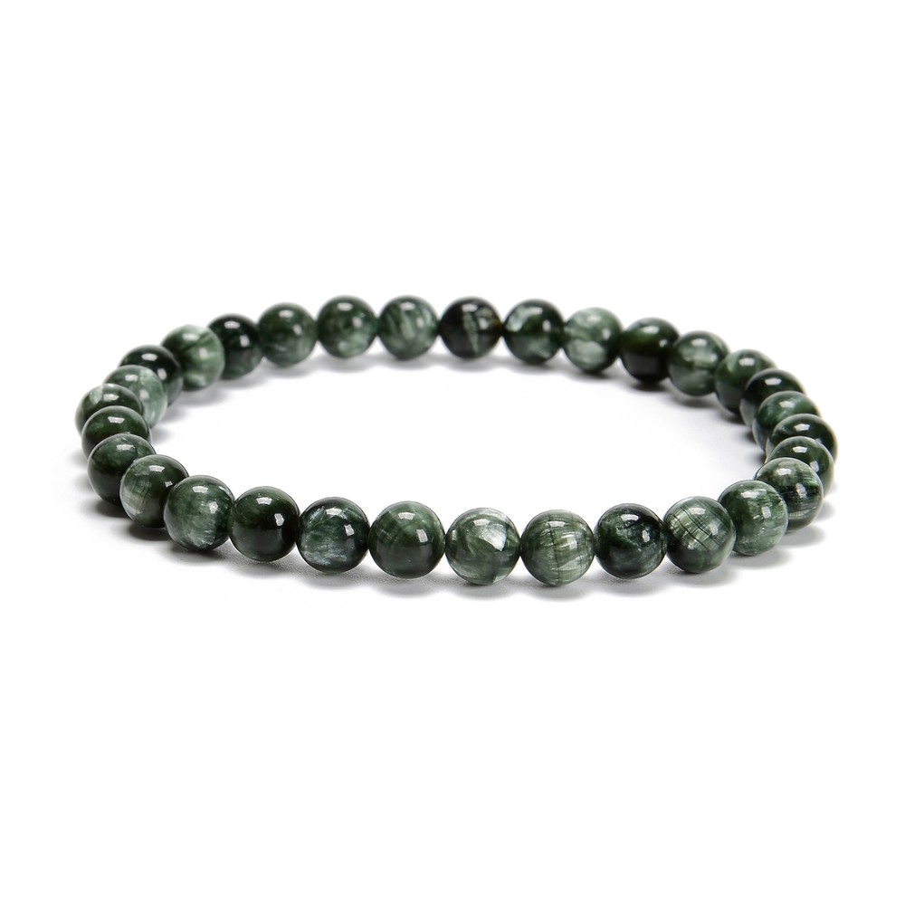 Grade AAA Seraphinite Smooth Round Beaded Bracelet Size 6mm 7.5'' Length