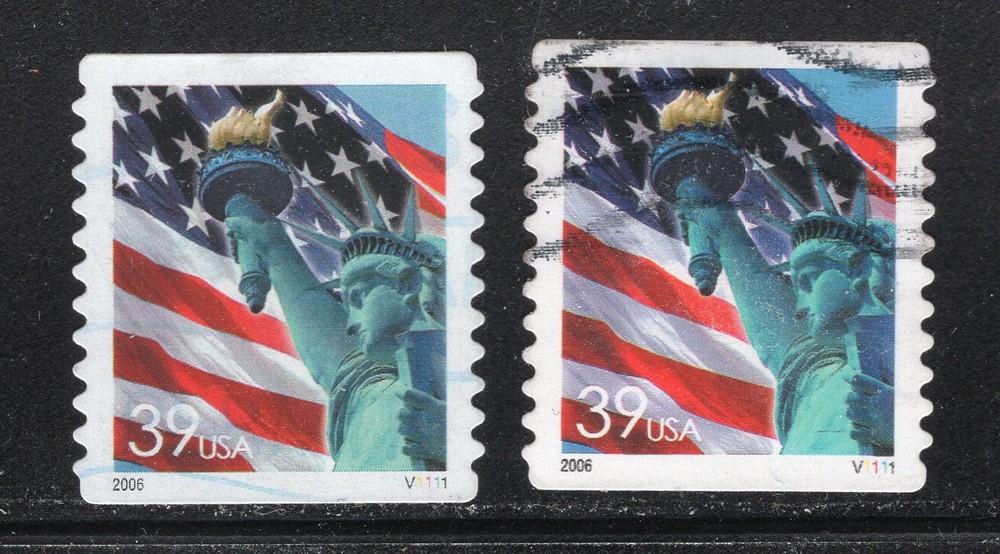 3980 & 3980a 39c - Liberty Plate # Single - Pl# V1111 - Differnt Tags - Used RND