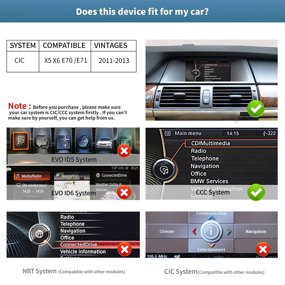 BMW X5 X6 CIC E70 E71 2011-2013 10.25'' Touchscreen with Carplay/Android Auto