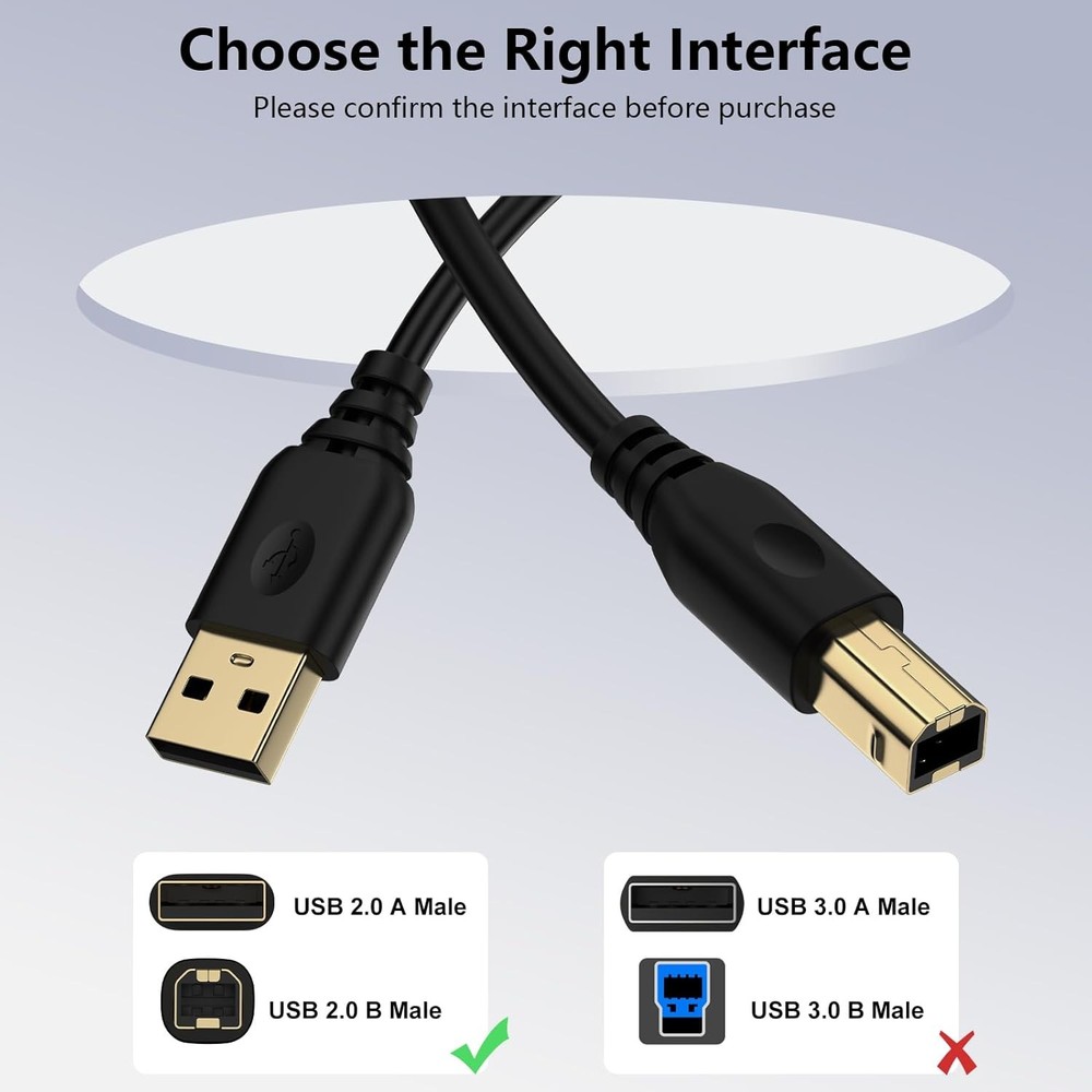 Printer Cable 6FT USB 2.0 USB-A to USB-B Cables, High Speed...