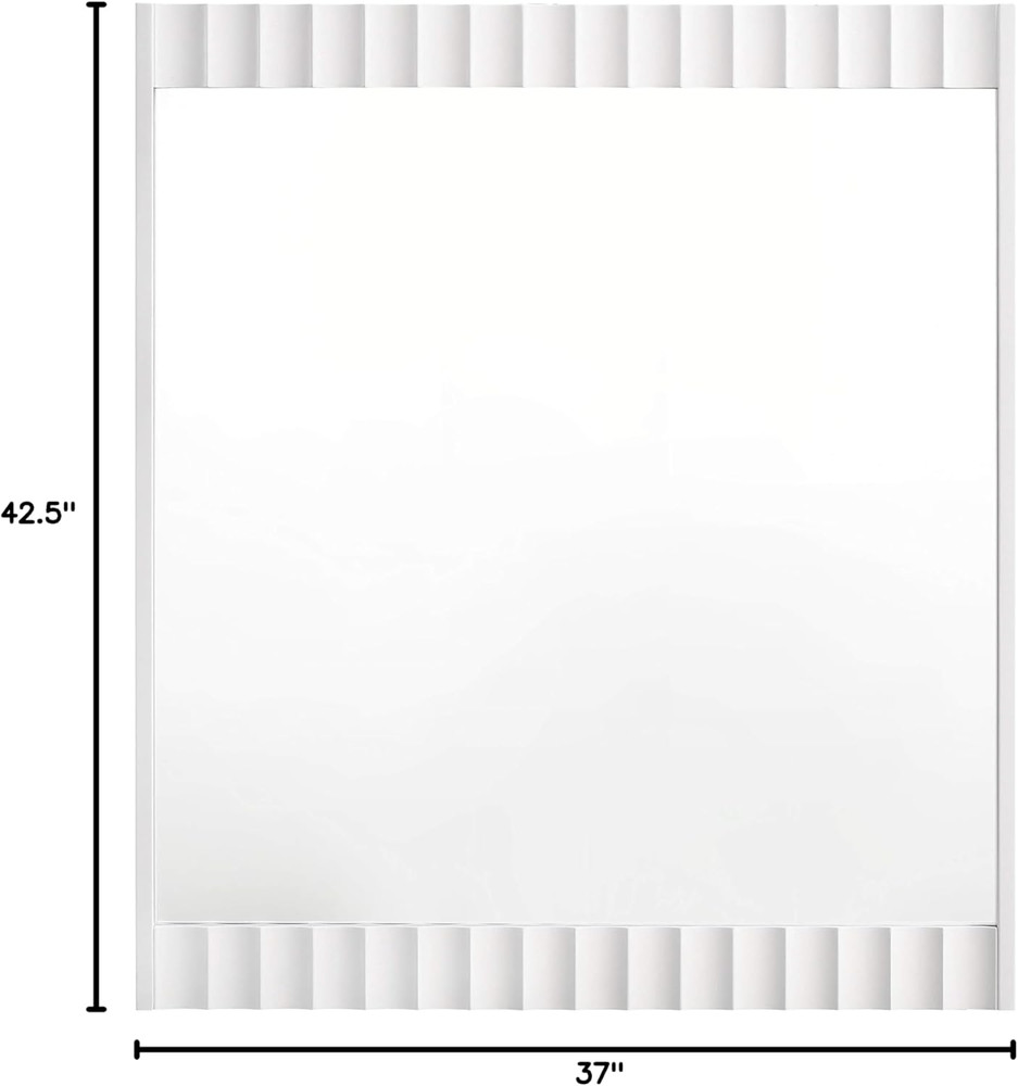 Modern White Gloss Finished Mirror - 37" W x 42.5" H -