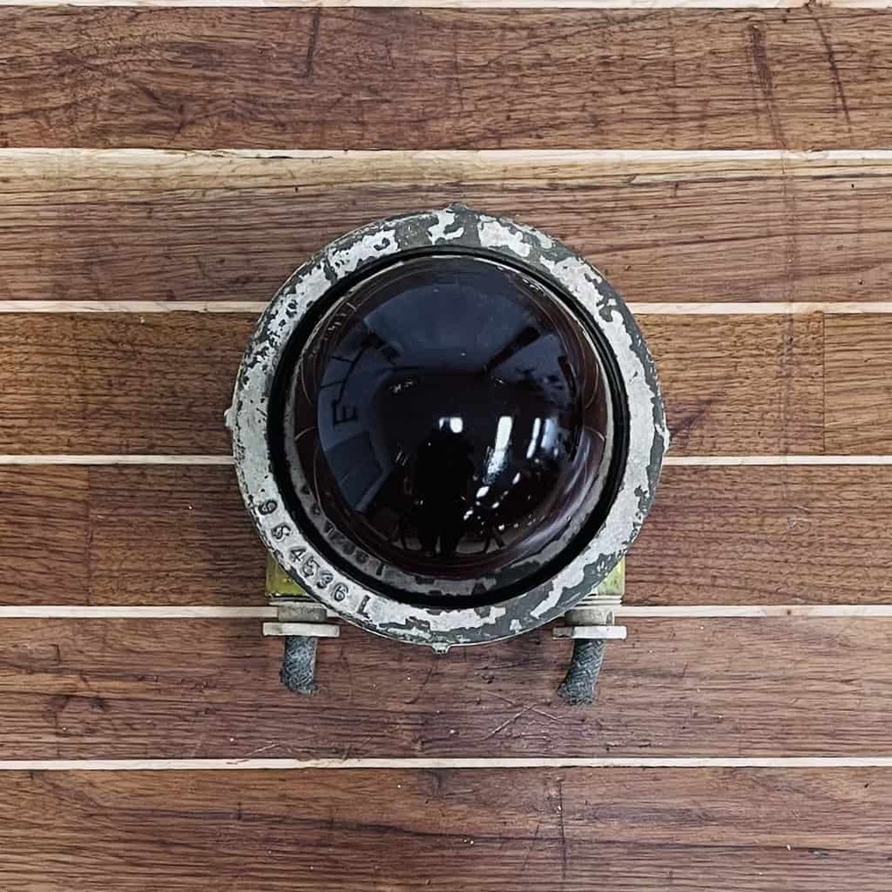 Wide Unpolished Vintage Red Globe Ceiling Light