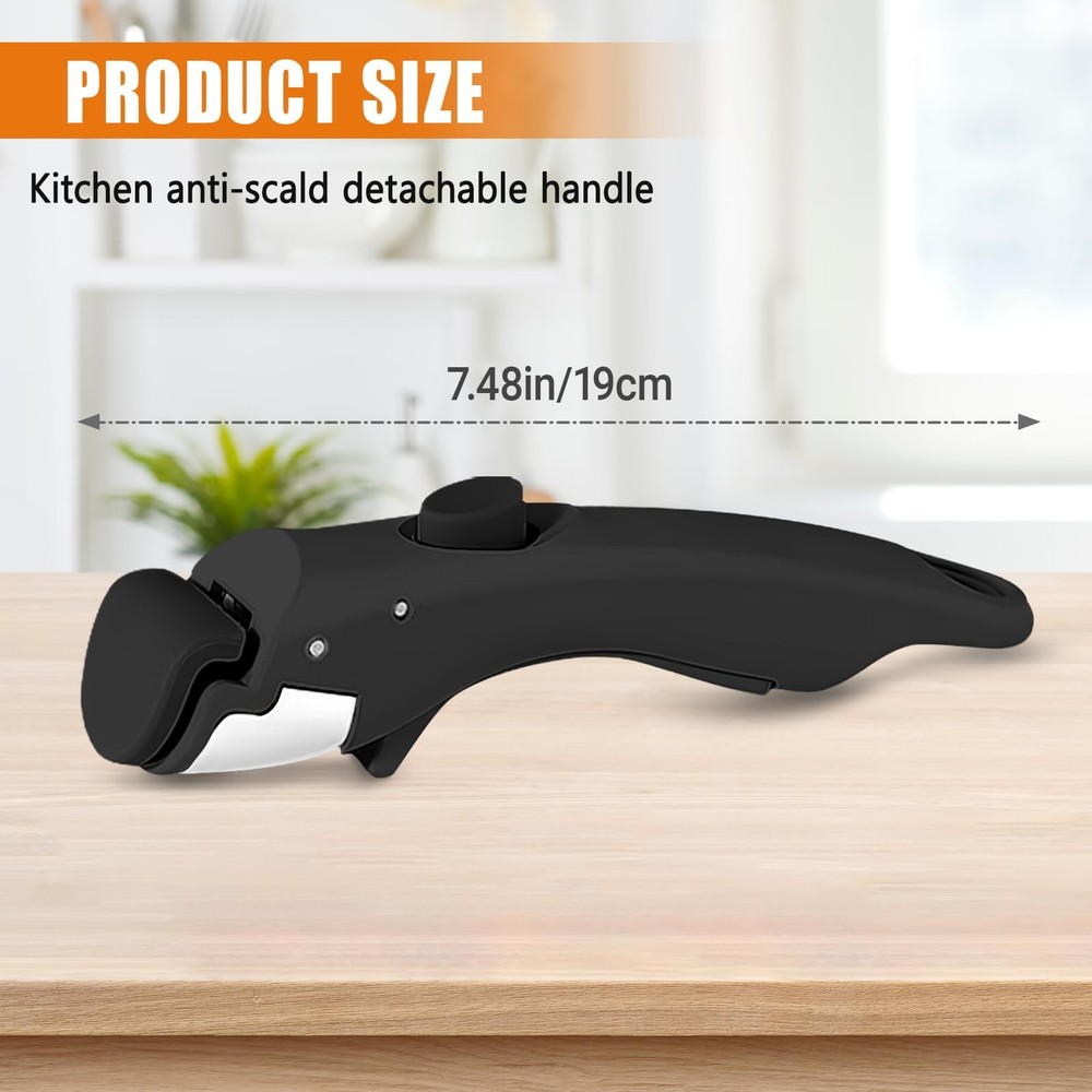 Deteachable Pan Grpper Handle - Black - Detachable Removable pan Handle, Repl...