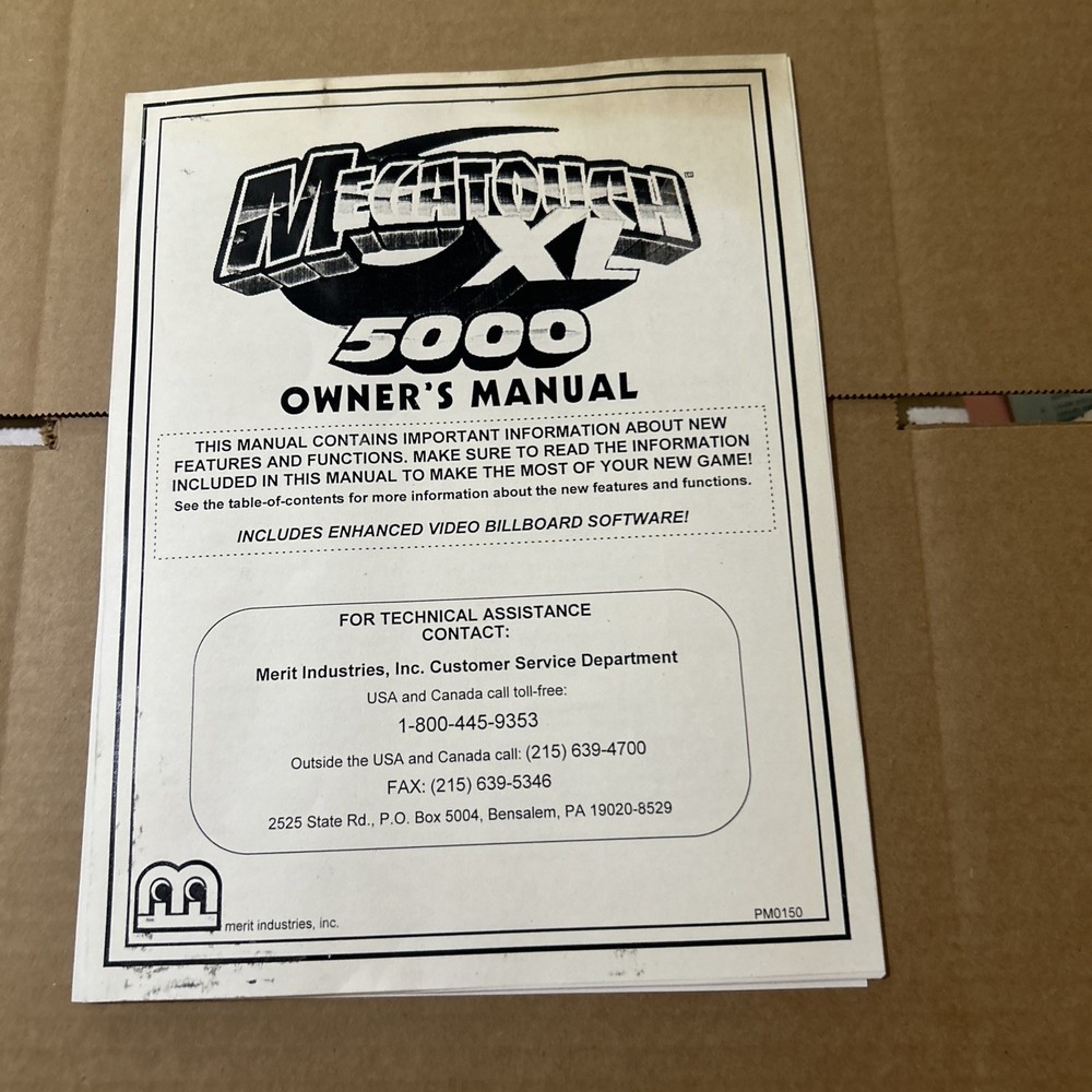 Original XL 5000 MERIT MEGATOUCH owners manual