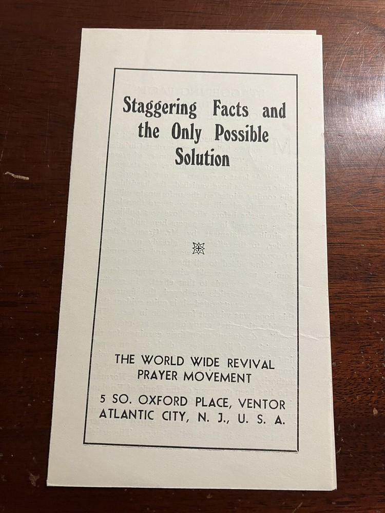 Staggering Facts Only Possible Solution World Wide Revival Prayer Brochure
