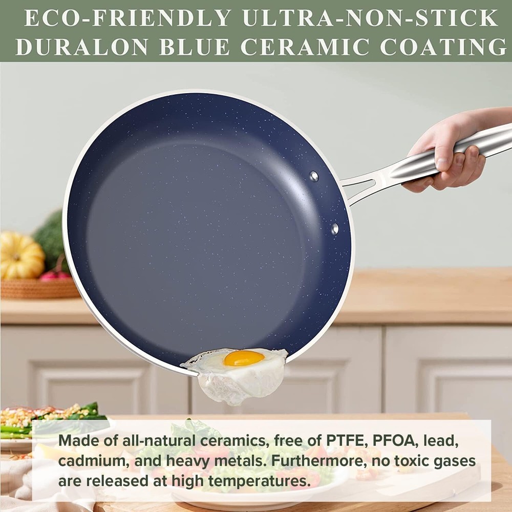 Healthy Duralon Blue Ceramic Nonstick Coated Cookware Set,