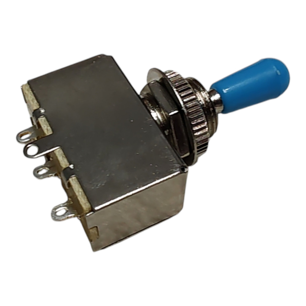 Import Metric 3-way Box Type Electric Guitar Switch Chrome with Blue Tip