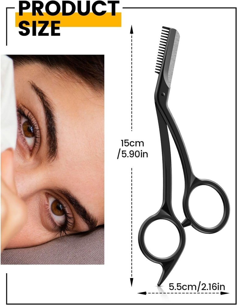 Precision Stainless Steel Eyebrow Scissors with Comb for Flawless Brows
