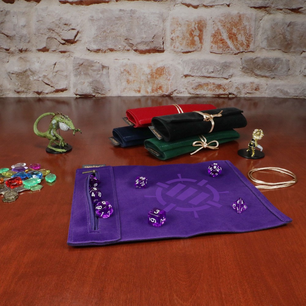 ENHANCE Roll on a Scroll™ Dice Rolling Mat & 7pc Acrylic Dice Set