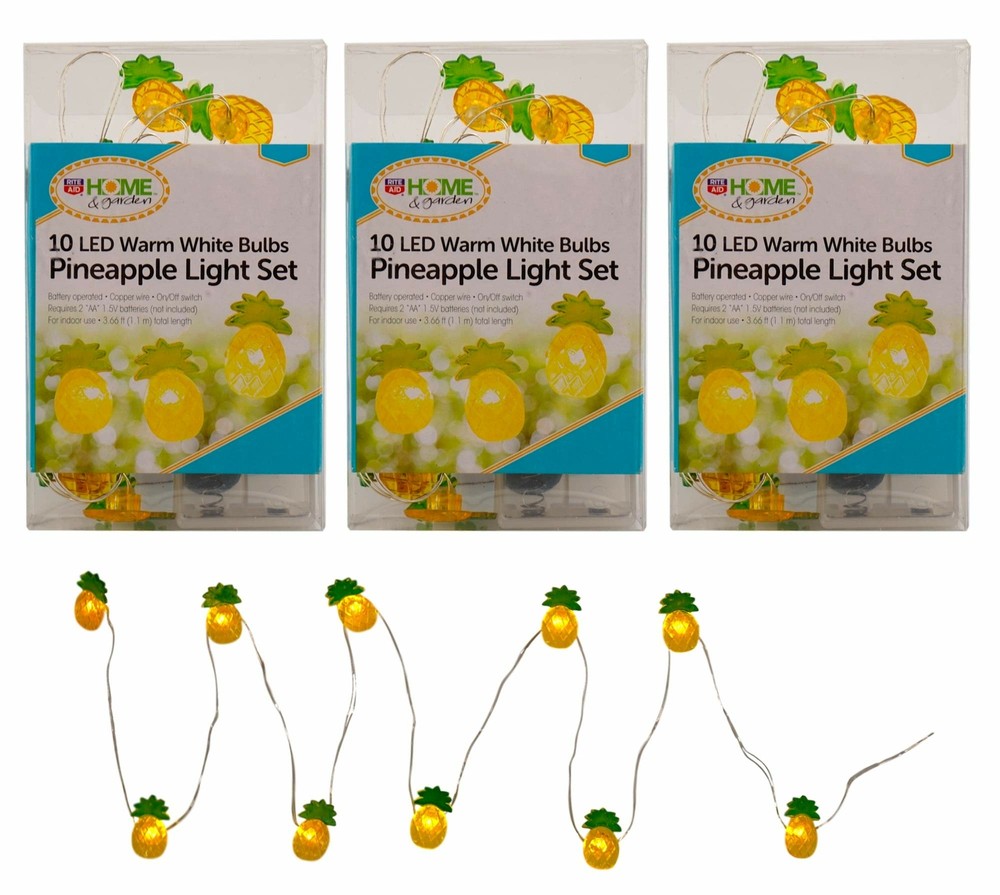 Pineapple Mini LED Light Sets (3 Pack, 3.6 ft Long) Battery Operated