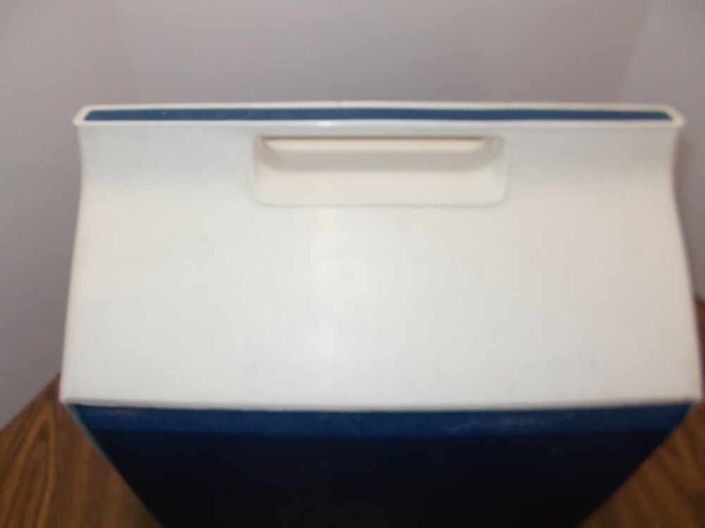 Vintage Blue & White Playmate Cooler By Igloo With Push Button Open