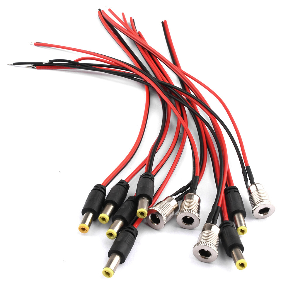 10x DC Power Jack Socket Threaded Female PanelMount Connector Adapter 5.5x2.1mm