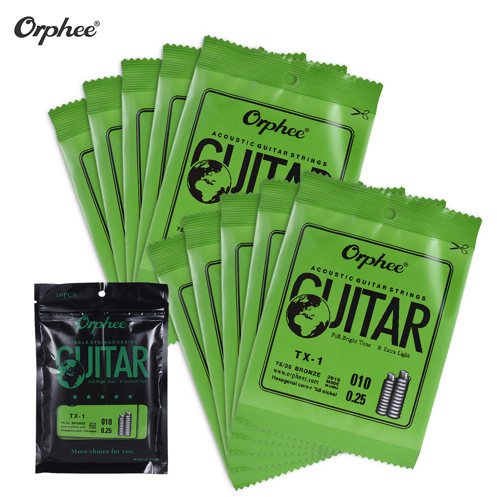 Orphee Single String for Acoustic Folk Guitar 1st E-String (.010) 10-Pack Q5I7