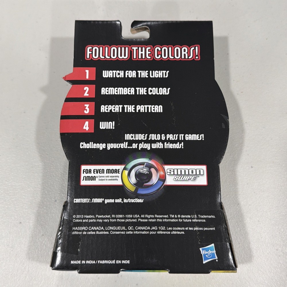 Simon Micro Series 3.5” Electronic Handheld Memory Classic Game Hasbro New