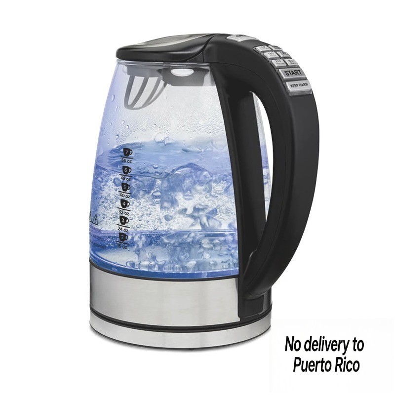 Temperature-Control Electric Glass Kettle, 1.7L with Auto Shutoff