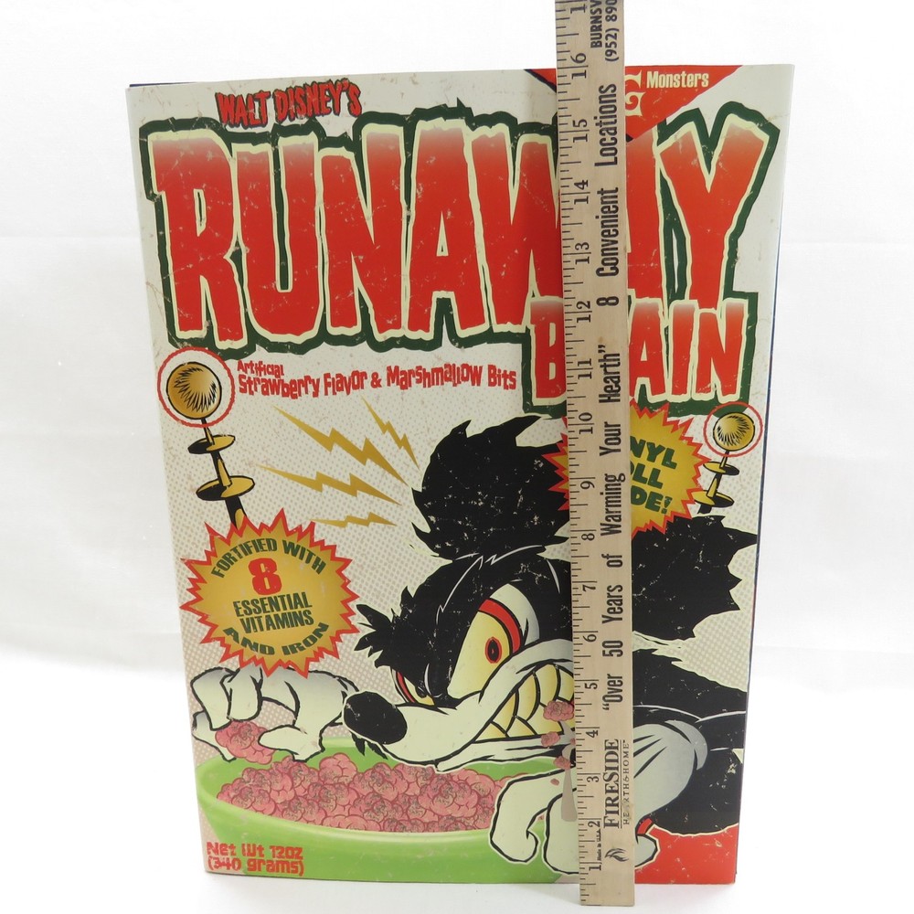 Runaway Brain Mickey Mouse Cereal Box w/8" Action Figure Inside