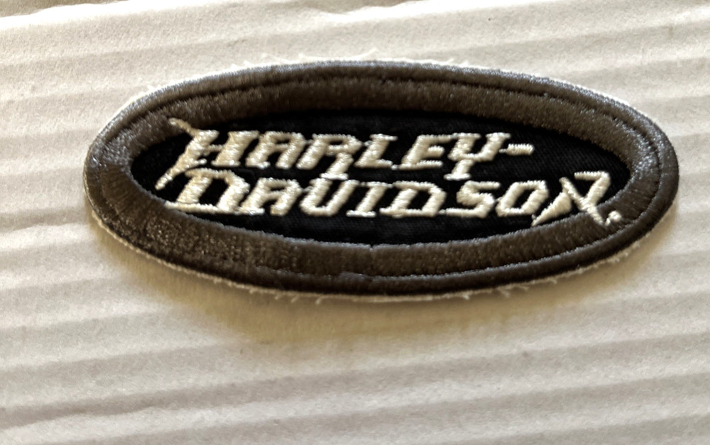 3” Embroidered Harley Davidson Patch Oval, Black, And White