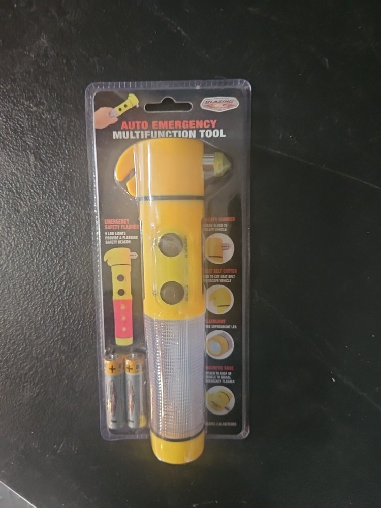 Auto Emergency LED Flashlight & Multifunction Tool (Batteries Included)