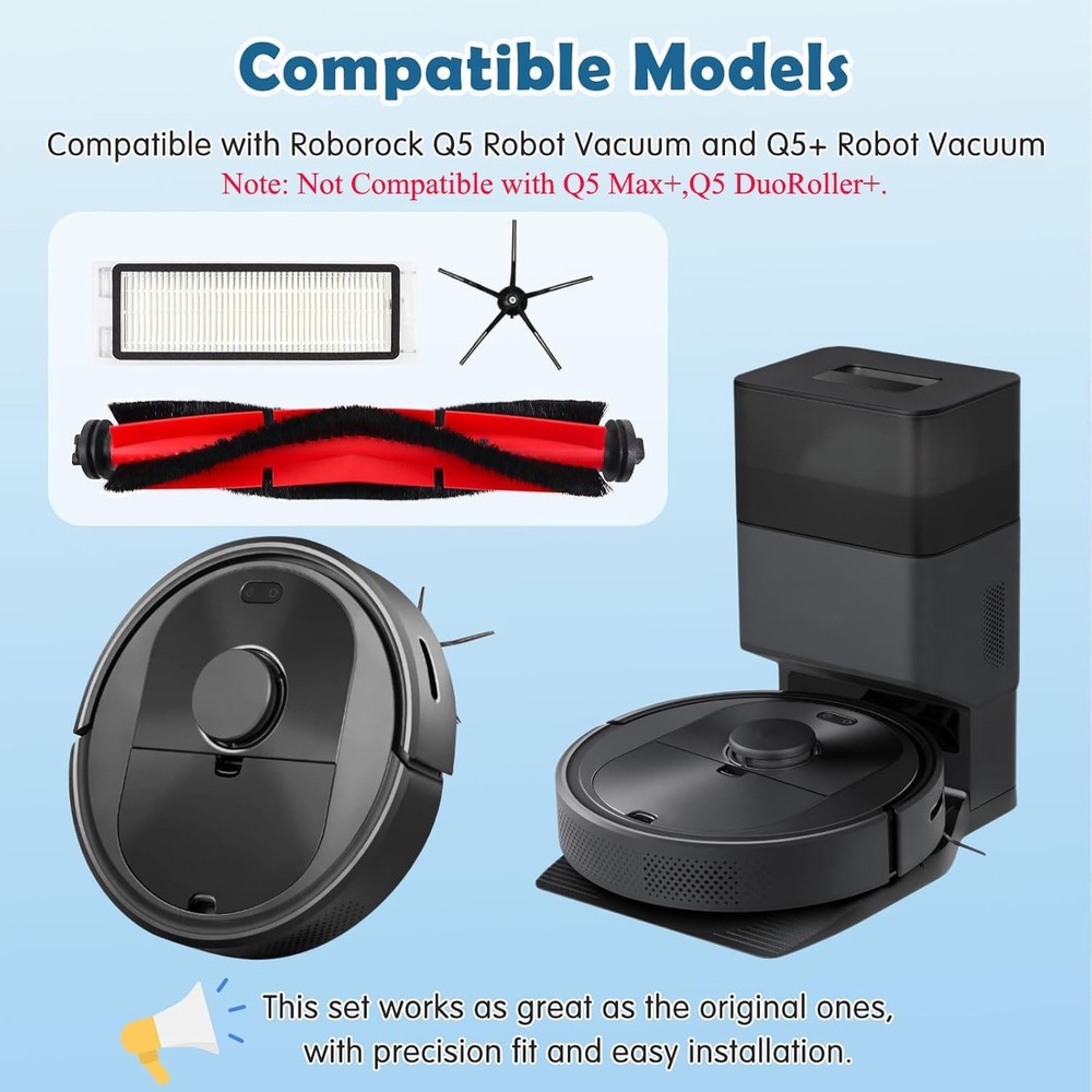 Q5 Replacement Accessories Kit Compatible with Roborock Q5 / Q5+ Plus Robot