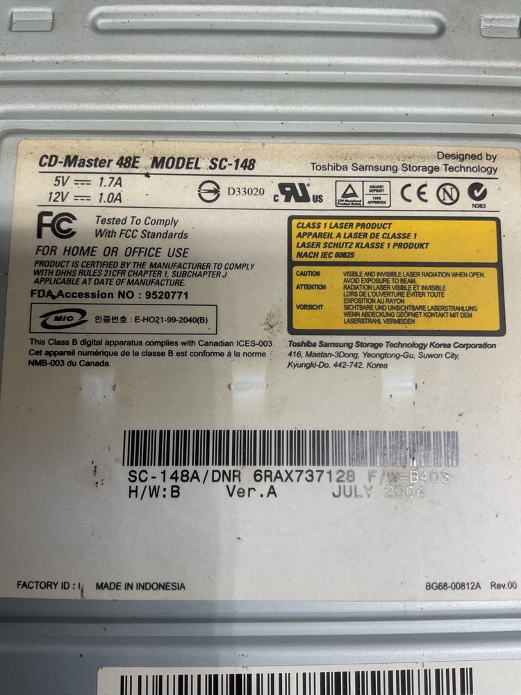 SC-148, CD Master 48, Optical Disc Drive #4004PT7