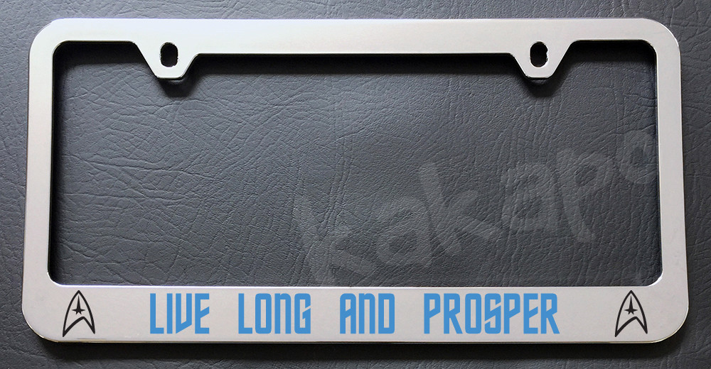 Live Long And Prosper Star Chrome License Plate Frame Trek