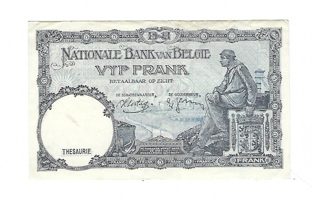 Belgium - 1938, 5 Francs