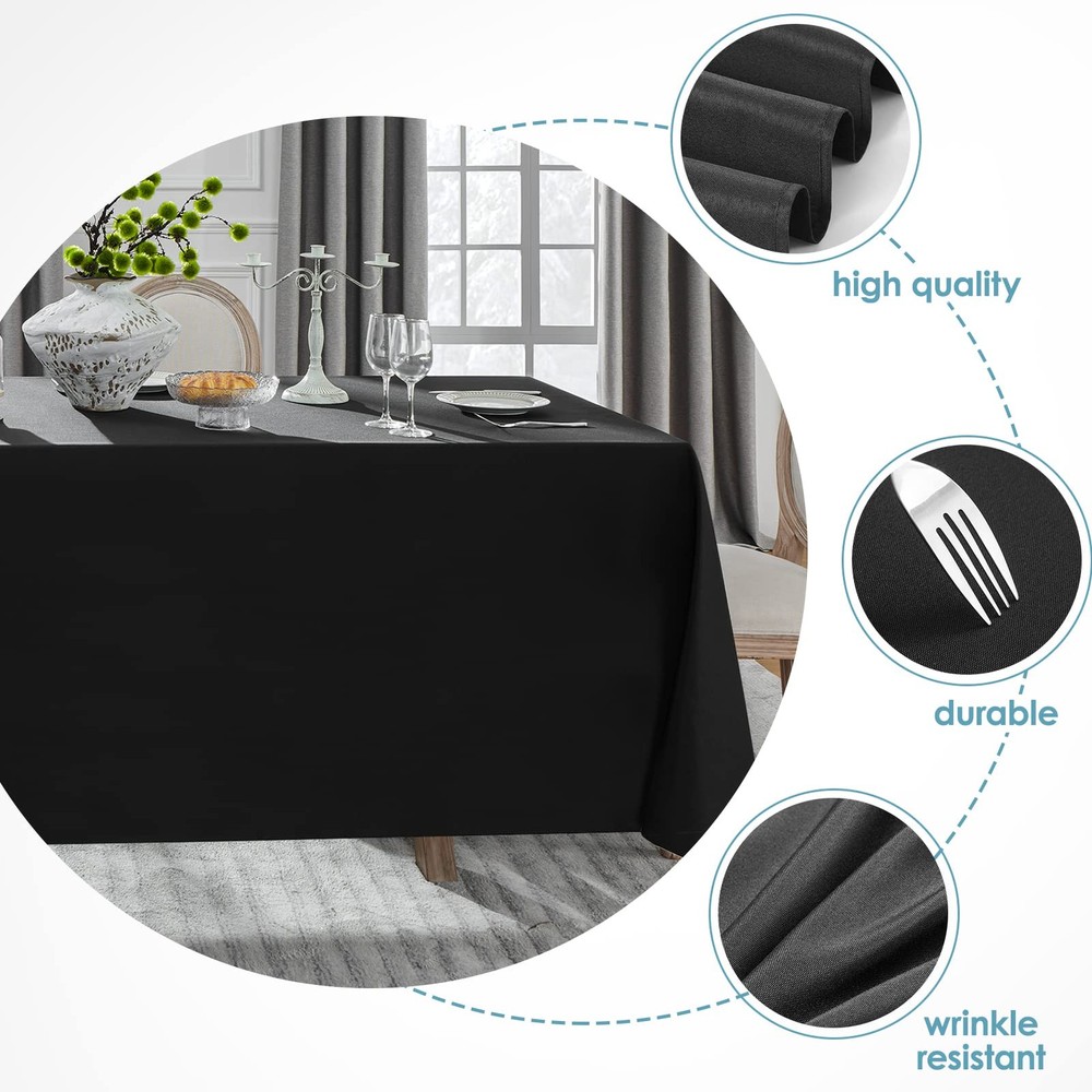 VidaFete 1 Pack Tablecloth 90 * 132inch Rectangle Table Cloth Polyester, Stain W