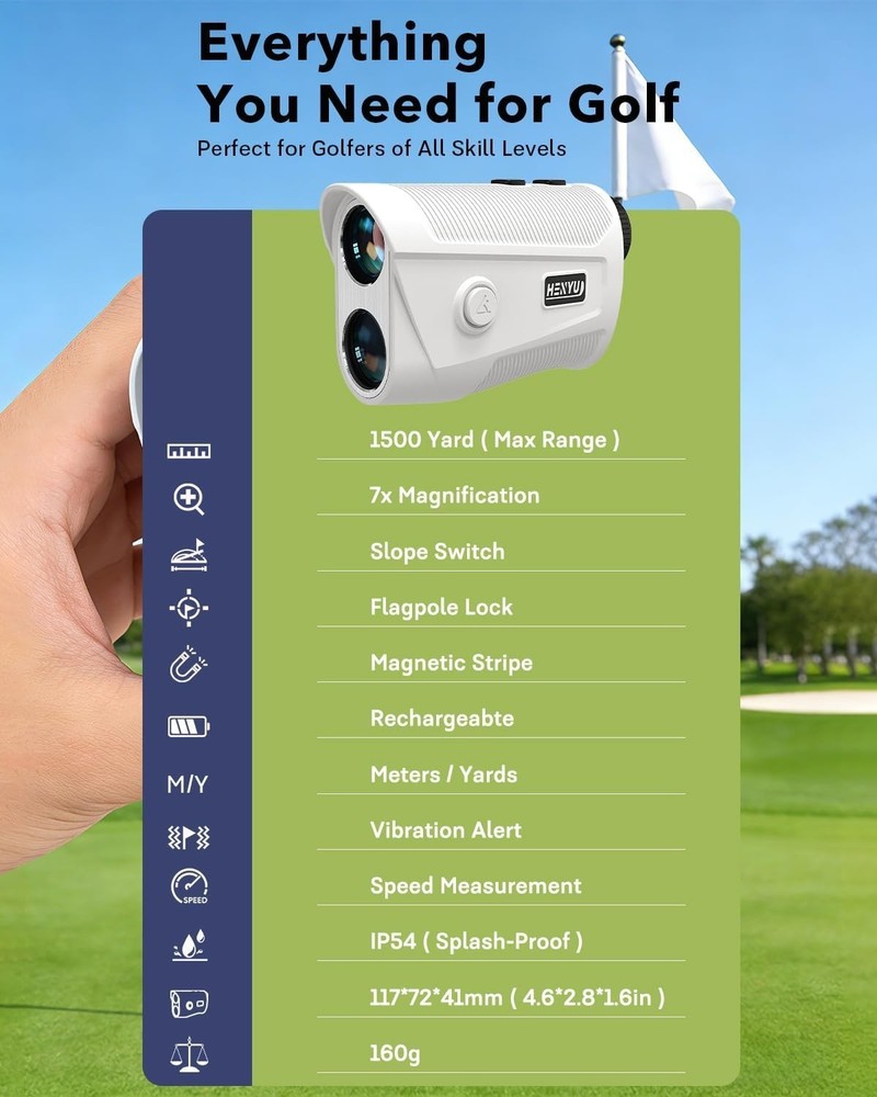 Versatile 1500 Yard Golf Rangefinder with Slope Compensation Technology