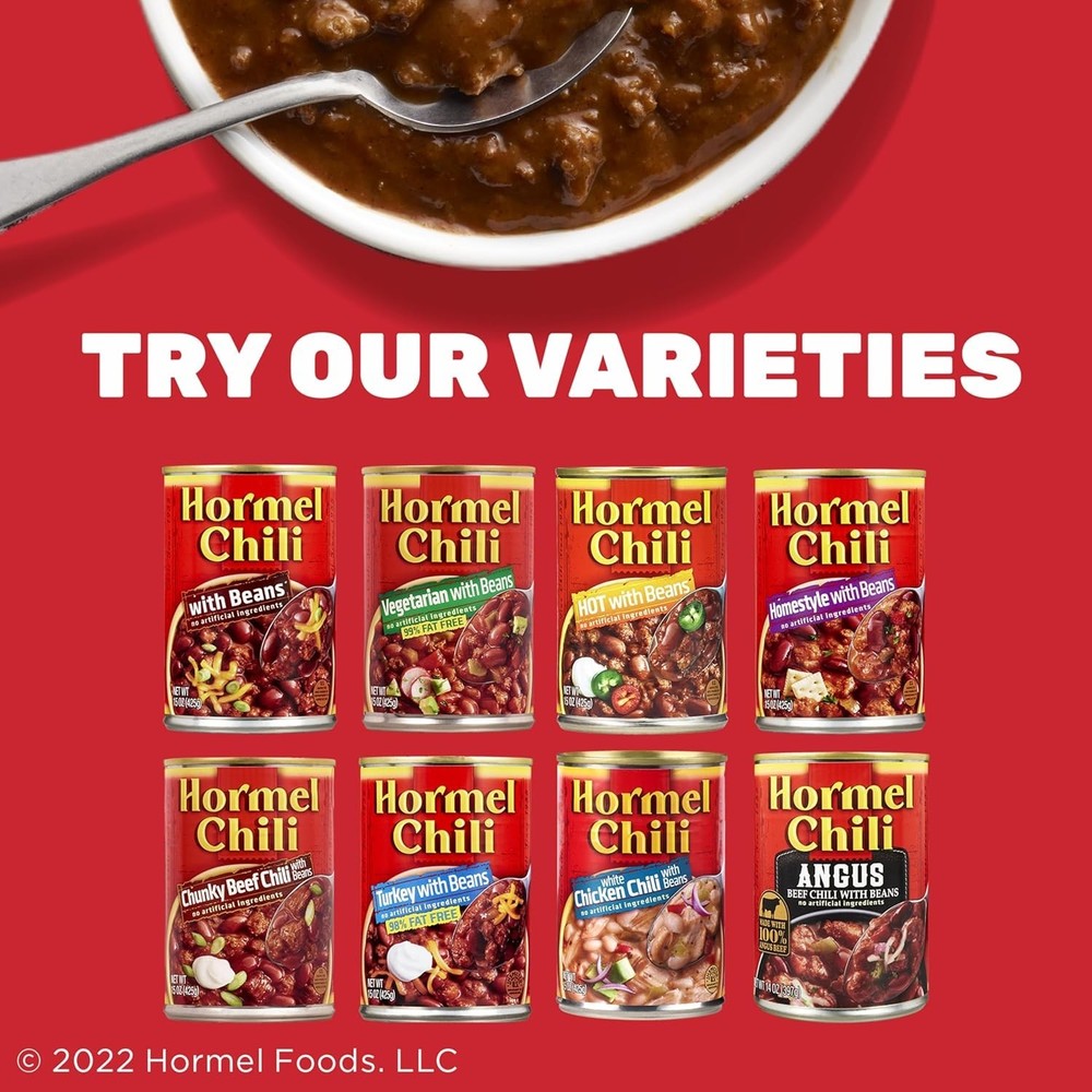 Convenient 8 Pack Hormel Chili No Beans 15 Oz - Easy-Pull Can for Quick Meals