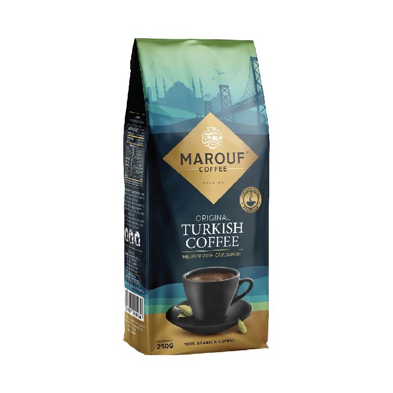MAROUF TURKISH COFFEE MEDIUM WITH CARDAMOM 250 g قهوة معروف وسط مع هيل