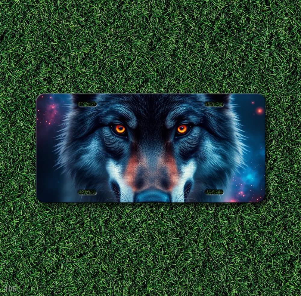 Hyperrealistic Wolf License Plate Your Text Vanity Plate Unique Gift