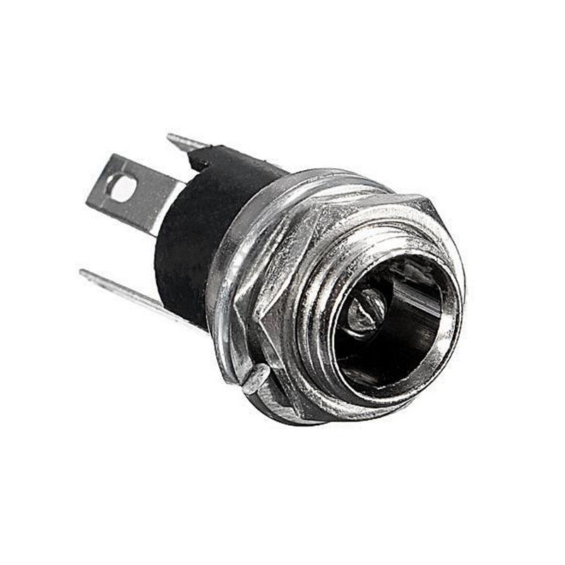 20PCS DC Power Socket Mount With Threaded Nut Panel Connector 3-Pin 5.5 x 2.1mm